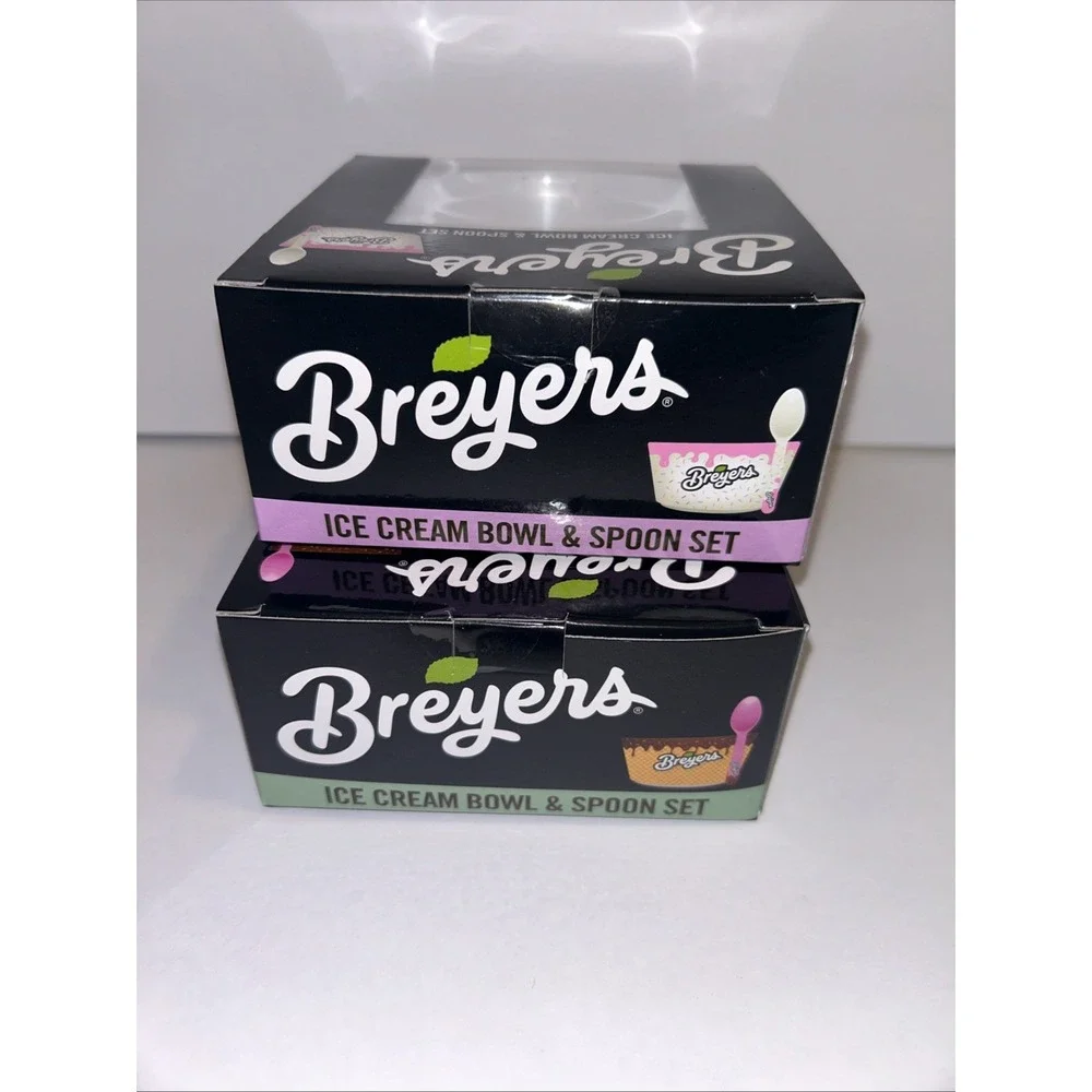 Breyers Ice Cream Bowls With Spoons New Lot Of 2
